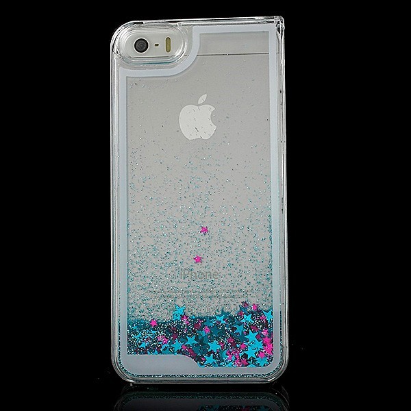 Coque Liquide avec Paillettes et Etoiles Bleu pour iPhone 5/5S