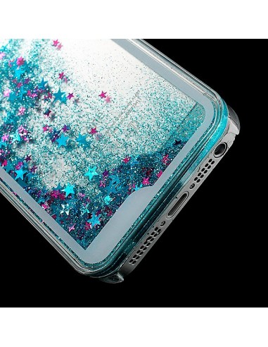 Coque Liquide avec Paillettes et Etoiles Bleu pour iPhone 5/5S