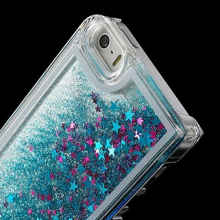 Coque Liquide avec Paillettes et Etoiles Bleu pour iPhone 5/5S Coque Liquide avec Paillettes et Etoiles Bleu pour iPhone 5/5S