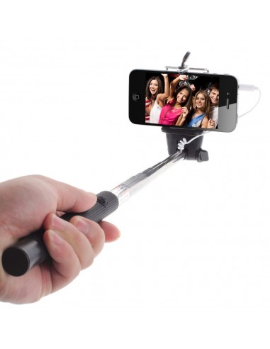 Selfie Stick et Télécommande perche Extensible 20-100 cm câble jack pour iPhone et Samsung