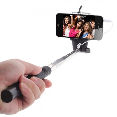 Selfie Stick et Télécommande perche Extensible 20-100 cm câble jack pour iPhone et Samsung Selfie Stick et Télécommande perche Extensible 20-100 cm câble jack pour iPhone et Samsung
