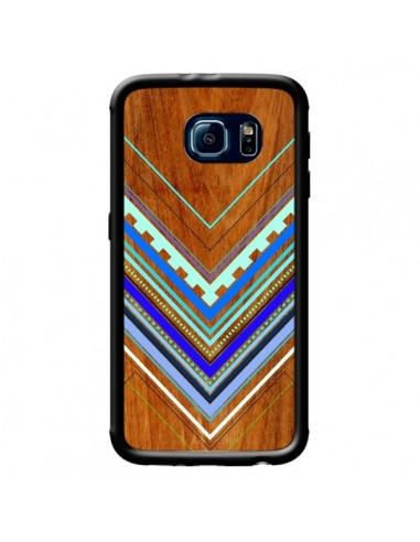 Coque Azteque Arbutus Blue Bois Aztec Tribal pour Samsung Galaxy S6 - Jenny Mhairi