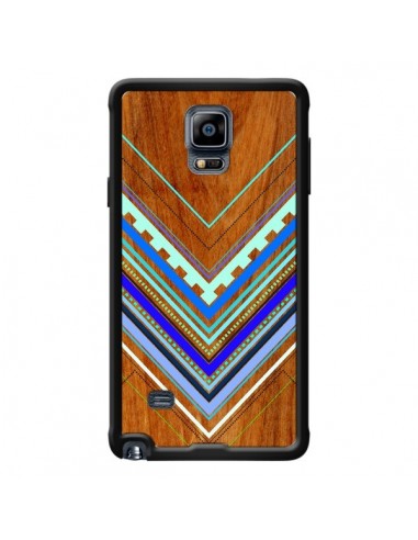 Coque Azteque Arbutus Blue Bois Aztec Tribal pour Samsung Galaxy Note 4 - Jenny Mhairi