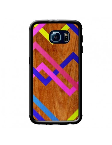 Coque Pink Yellow Wooden Bois Azteque Aztec Tribal pour Samsung Galaxy S6 - Jenny Mhairi