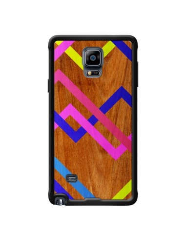 Coque Pink Yellow Wooden Bois Azteque Aztec Tribal pour Samsung Galaxy Note 4 - Jenny Mhairi