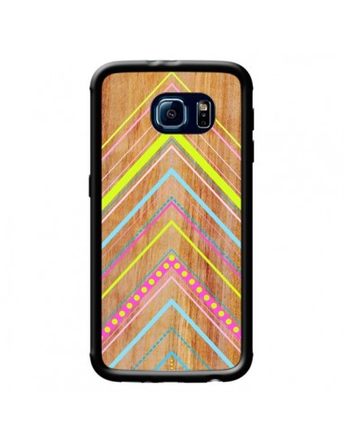 Coque Wooden Chevron Pink Bois Azteque Aztec Tribal pour Samsung Galaxy S6 - Jenny Mhairi