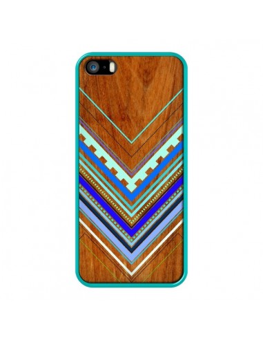 Coque Azteque Arbutus Blue Bois Aztec Tribal pour iPhone 5 et 5S - Jenny Mhairi