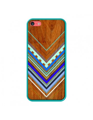 Coque Azteque Arbutus Blue Bois Aztec Tribal pour iPhone 5C - Jenny Mhairi