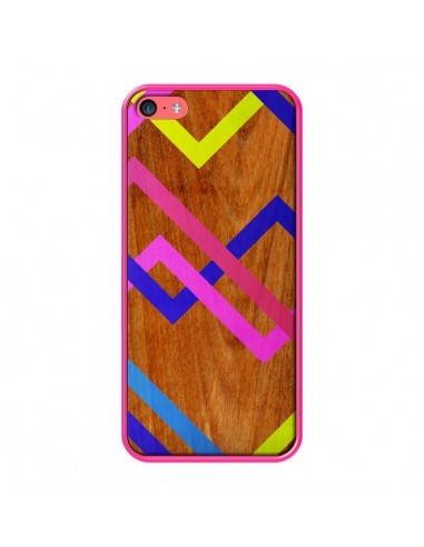 Coque Pink Yellow Wooden Bois Azteque Aztec Tribal pour iPhone 5C - Jenny Mhairi