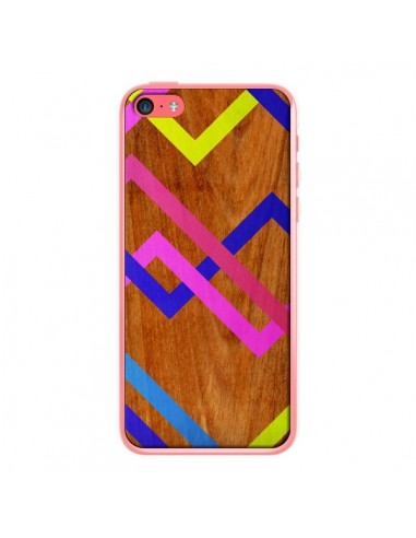 Coque Pink Yellow Wooden Bois Azteque Aztec Tribal pour iPhone 5C - Jenny Mhairi