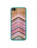 Coque iPhone 5/5S et SE Purple Chevron Wild Wood Bois Azteque Aztec Tribal - Jenny Mhairi