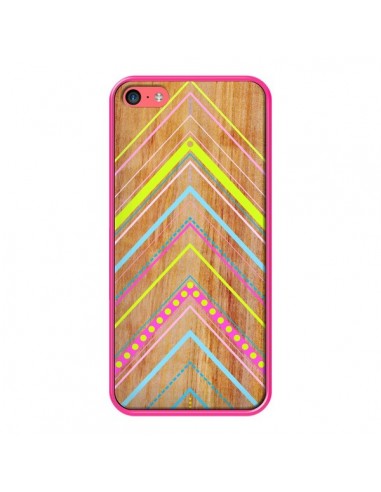 Coque Wooden Chevron Pink Bois Azteque Aztec Tribal pour iPhone 5C - Jenny Mhairi