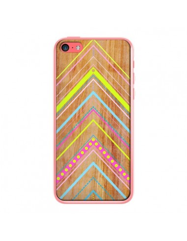 Coque Wooden Chevron Pink Bois Azteque Aztec Tribal pour iPhone 5C - Jenny Mhairi