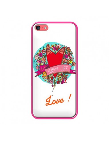 Coque Love Happy Life pour iPhone 5C - Leellouebrigitte