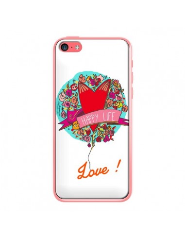 Coque Love Happy Life pour iPhone 5C - Leellouebrigitte