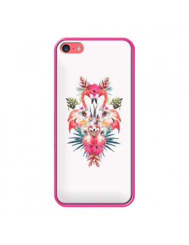 Coque Tropicales Flamingos Tropical Flamant Rose Summer Ete pour iPhone 5C - Eleaxart