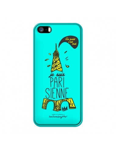 Coque Je suis Parisienne La Tour Eiffel Bleu pour iPhone 5 et 5S - Leellouebrigitte