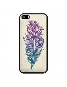 Coque iPhone 5/5S et SE Feather Plume Arc En Ciel -...