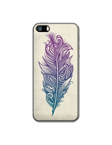 Coque iPhone 5/5S et SE Feather Plume Arc En Ciel - Rachel Caldwell