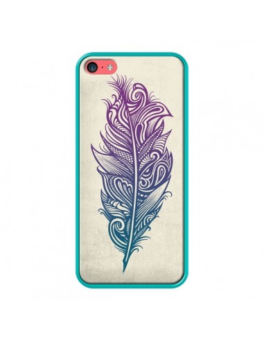 Coque iPhone 5C Feather Plume Arc En Ciel - Rachel Caldwell