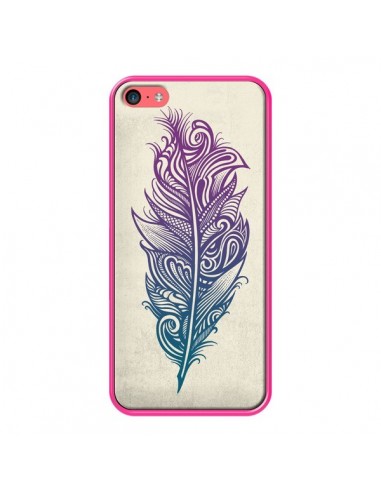 Coque iPhone 5C Feather Plume Arc En Ciel - Rachel Caldwell