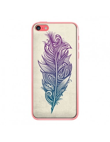 Coque iPhone 5C Feather Plume Arc En Ciel - Rachel Caldwell