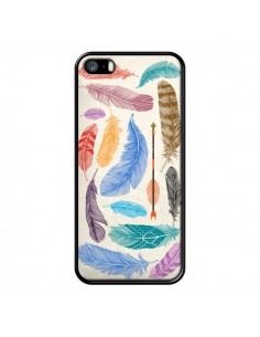 Coque iPhone 5/5S et SE Feather Plumes Multicolores -...