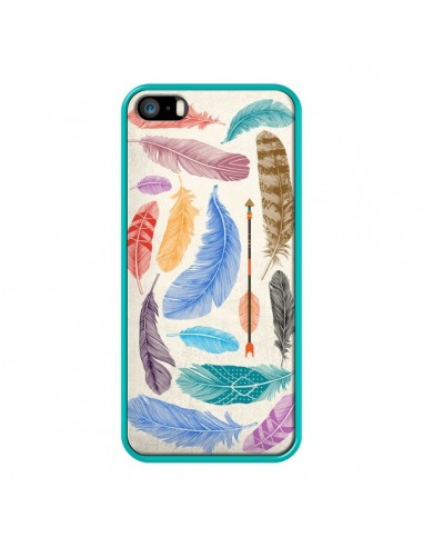 Coque iPhone 5/5S et SE Feather Plumes Multicolores - Rachel Caldwell