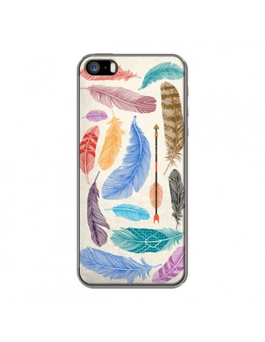 Coque iPhone 5/5S et SE Feather Plumes Multicolores - Rachel Caldwell