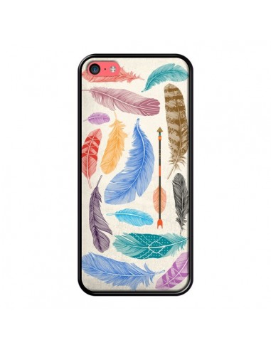 Coque iPhone 5C Feather Plumes Multicolores - Rachel Caldwell