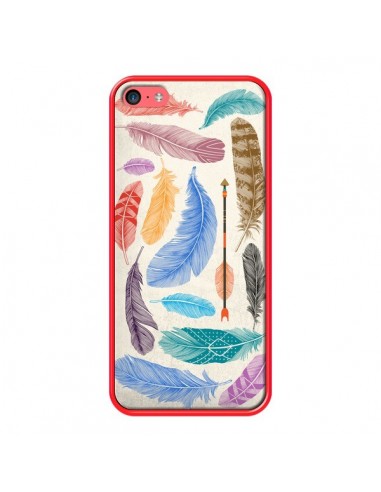 Coque iPhone 5C Feather Plumes Multicolores - Rachel Caldwell