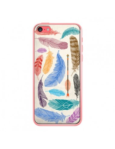 Coque iPhone 5C Feather Plumes Multicolores - Rachel Caldwell