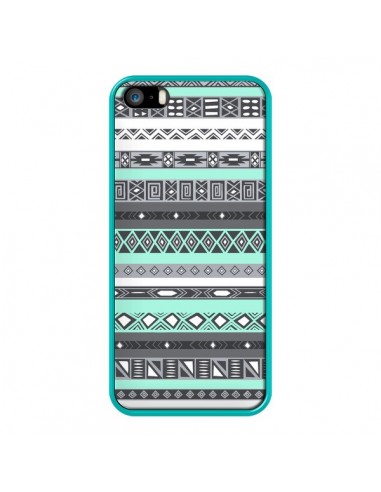 Coque iPhone 5/5S et SE Azteque Aztec Bleu Pastel - Rex Lambo