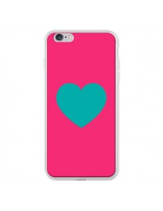 Coque iPhone 6 Plus et 6S Plus Coeur Bleu Fond Rose -...