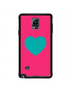 Coque Coeur Bleu Fond Rose pour Samsung Galaxy Note 4 -...
