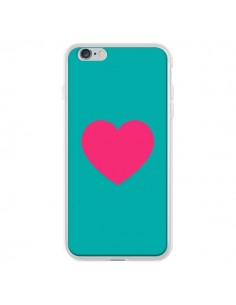 Coque iPhone 6 Plus et 6S Plus Coeur Rose Fond Bleu -...