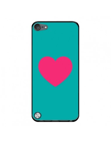 Coque Coeur Rose Fond Bleu pour iPod Touch 5/6 et 7 - Laetitia