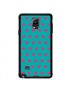 Coque Coeurs Roses Fond Bleu pour Samsung Galaxy Note 4 -...