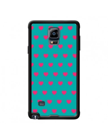 Coque Coeurs Roses Fond Bleu pour Samsung Galaxy Note 4 - Laetitia