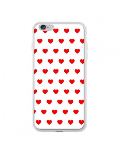 Coque iPhone 6 Plus et 6S Plus Coeurs Rouges Fond Blanc - Laetitia