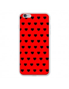 Coque iPhone 6 Plus et 6S Plus Coeurs Noirs Fond Rouge -...