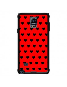 Coque Coeurs Noirs Fond Rouge pour Samsung Galaxy Note 4...