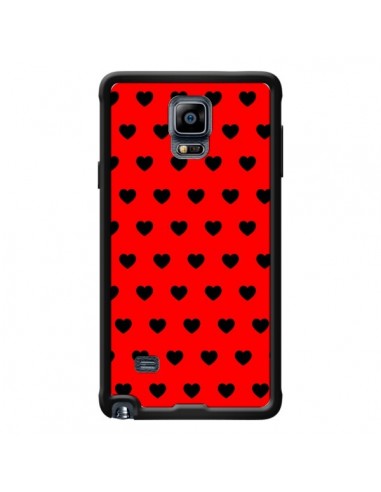 Coque Coeurs Noirs Fond Rouge pour Samsung Galaxy Note 4 - Laetitia