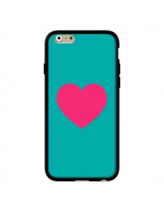 Coque iPhone 6 et 6S Coeur Rose Fond Bleu  - Laetitia