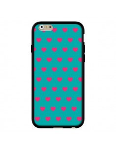 Coque iPhone 6 et 6S Coeurs Roses Fond Bleu - Laetitia