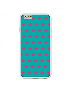 Coque iPhone 6 et 6S Coeurs Roses Fond Bleu - Laetitia 2