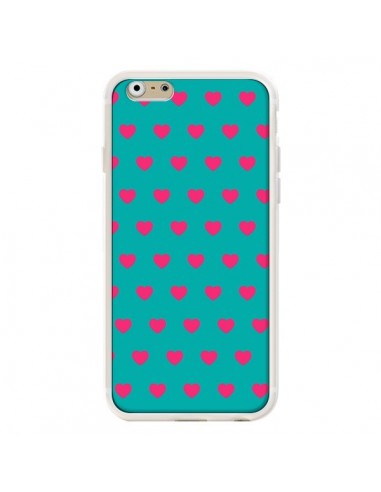 Coque iPhone 6 et 6S Coeurs Roses Fond Bleu - Laetitia