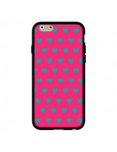 Coque iPhone 6 et 6S Coeurs Bleus Fond Rose - Laetitia