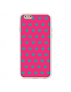 Coque iPhone 6 et 6S Coeurs Bleus Fond Rose - Laetitia 2