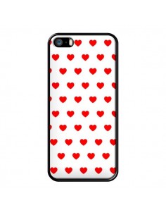 Coque iPhone 5/5S et SE Coeurs Rouges Fond Blanc - Laetitia